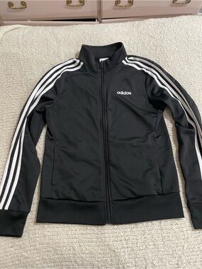 adidas Black Track Bomber Jacket with White Stripes